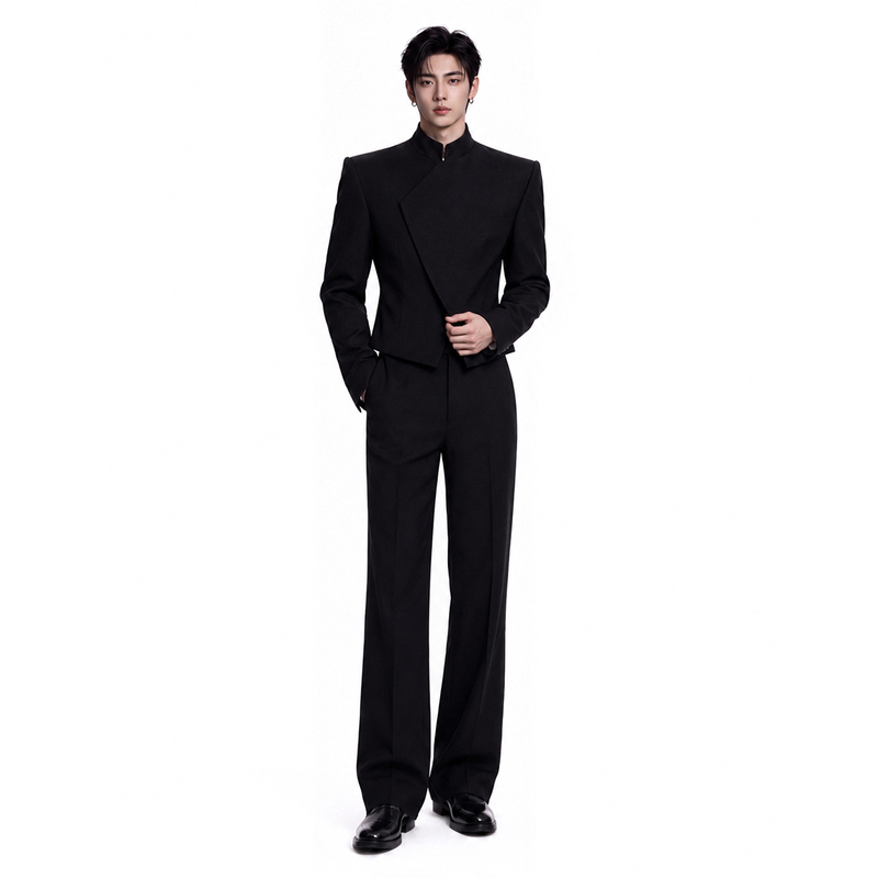 Yicai【Night Tailoring】Wide-Shouldered, Narrow-Waisted Suit with Stand Collar and Raised Shoulders, Stylish Waist-Cinching Suit