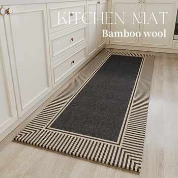 Special long strip carpet for kitchen, oil-absorbent, water-absorbent, dirt-resistant, anti-slip, anti-fall, heat-insulating, easy-care household floor mat