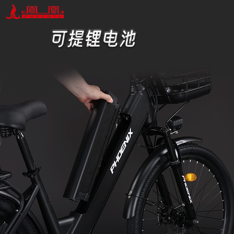 Phoenix Electric Power-Assisted Bicycle, Lightweight Commuter Lithium Battery Bike, Detachable Lithium Battery Power-Assisted Bike, Men's and Women's Electric Bicycle