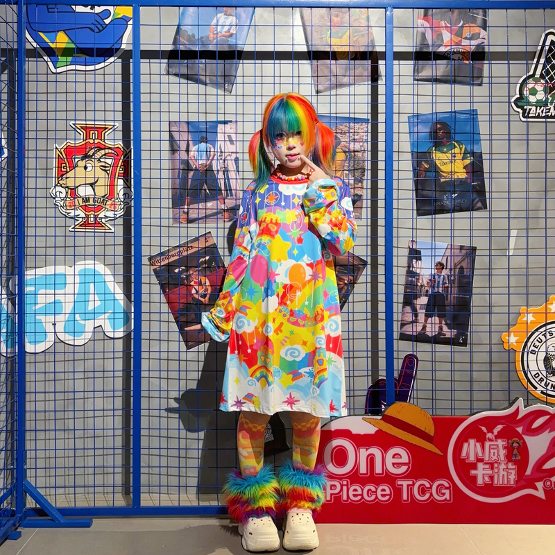 【Star Dream Series】Rainbow Universe Rux Original Subculture Decorative Rainbow Lantern Sleeve Dress Nightgown 【Star Dream Series】Rainbow Universe Rux Original Subculture Decorative Rainbow Lantern Sleeve Dress Nightgown