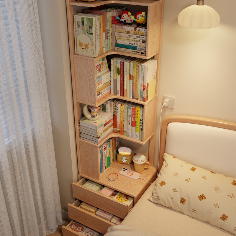 Gu Chen Solid Wood Corner Bookshelf Bedside Table Integrated Floor-Standing Storage Rack Bedroom Corner Cabinet Wall Corner Storage Corner Bookcase Gu Chen Solid Wood Corner Bookshelf Bedside Table Integrated Floor-Standing Storage Rack Bedroom Corner Cabinet Wall Corner Storage Corner Bookcase