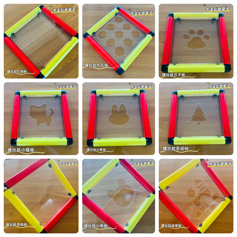 Children's Climbing Frame with Screw Holes, Transparent Acrylic Decorative Panel, Baffle Accessories, Pegboard, Mirror, Busy Board