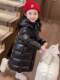 Girls' Black and Gold down Jacket 2024 New Stylish Winter Over-The-Knee Long Thick Cotton Coat Children's High-End Trendy Outerwear