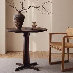 Middle Ancient Style Solid Wood Round Dining Table Art Negotiation Table Accessible Luxury Homestay Bar Coffee Table Small Round Table Retro Side Table