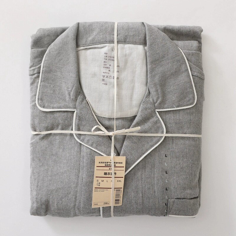Muji Pajamas, High-Quality Spring and Summer Home Wear, Pure Cotton Brushed Flannel, Original Pure Cotton Couple Pajamas Set Muji Pajamas, High-Quality Spring and Summer Home Wear, Pure Cotton Brushed Flannel, Original Pure Cotton Couple Pajamas Set