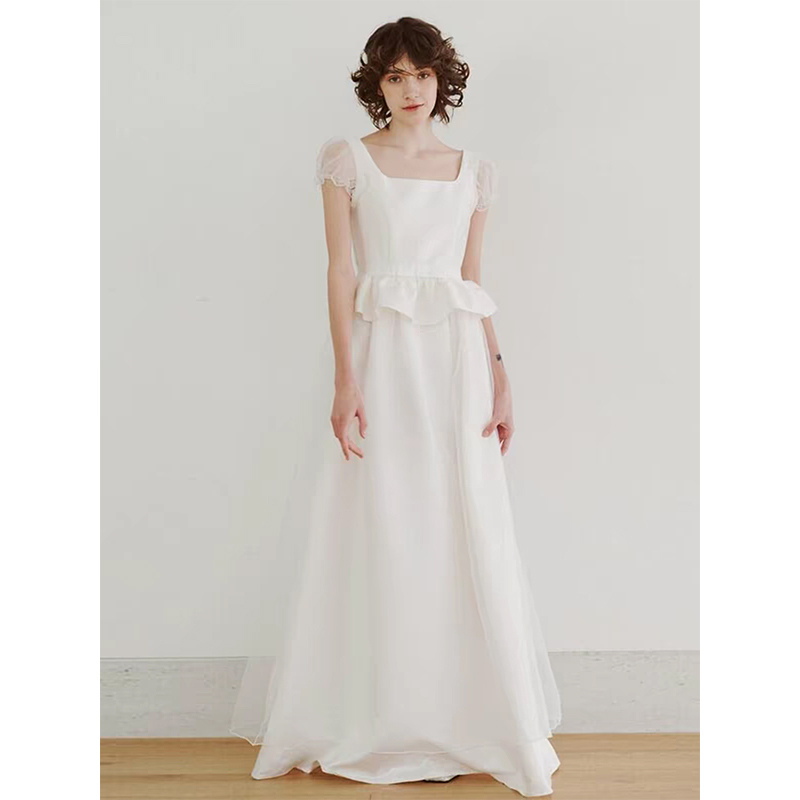 French-Style Light Tulle Wedding Dress 2026 New High-End Bridal Robe for Marriage Registration, Elegant Reception Gown for Going Out