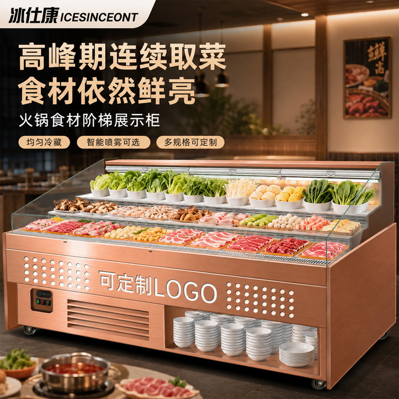 Bingshikang Self-Service Hot Pot Refrigerated Display Cabinet Commercial Open-Display Ice Counter Fresh-Keeping Air-Cooled Spray Skewers Ordering Cabinet Bingshikang Self-Service Hot Pot Refrigerated Display Cabinet Commercial Open-Display Ice Counter Fresh-Keeping Air-Cooled Spray Skewers Ordering Cabinet