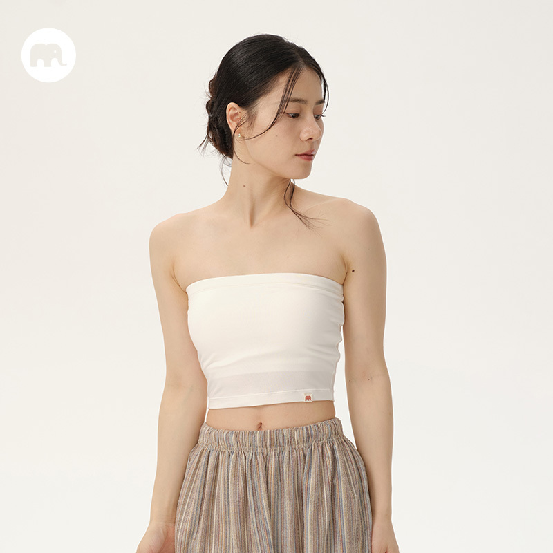 Omshan·Namaste Long Tube Top Basic Style Simple Yoga Wrap Bra with Chest Pads