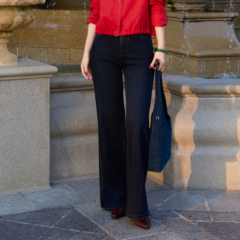 Xizi/【Supermodel Denim】Lyocell Long-Staple Cotton Four-Way Stretch Slimming Wide-Leg Denim Pants for Women/Tj1517