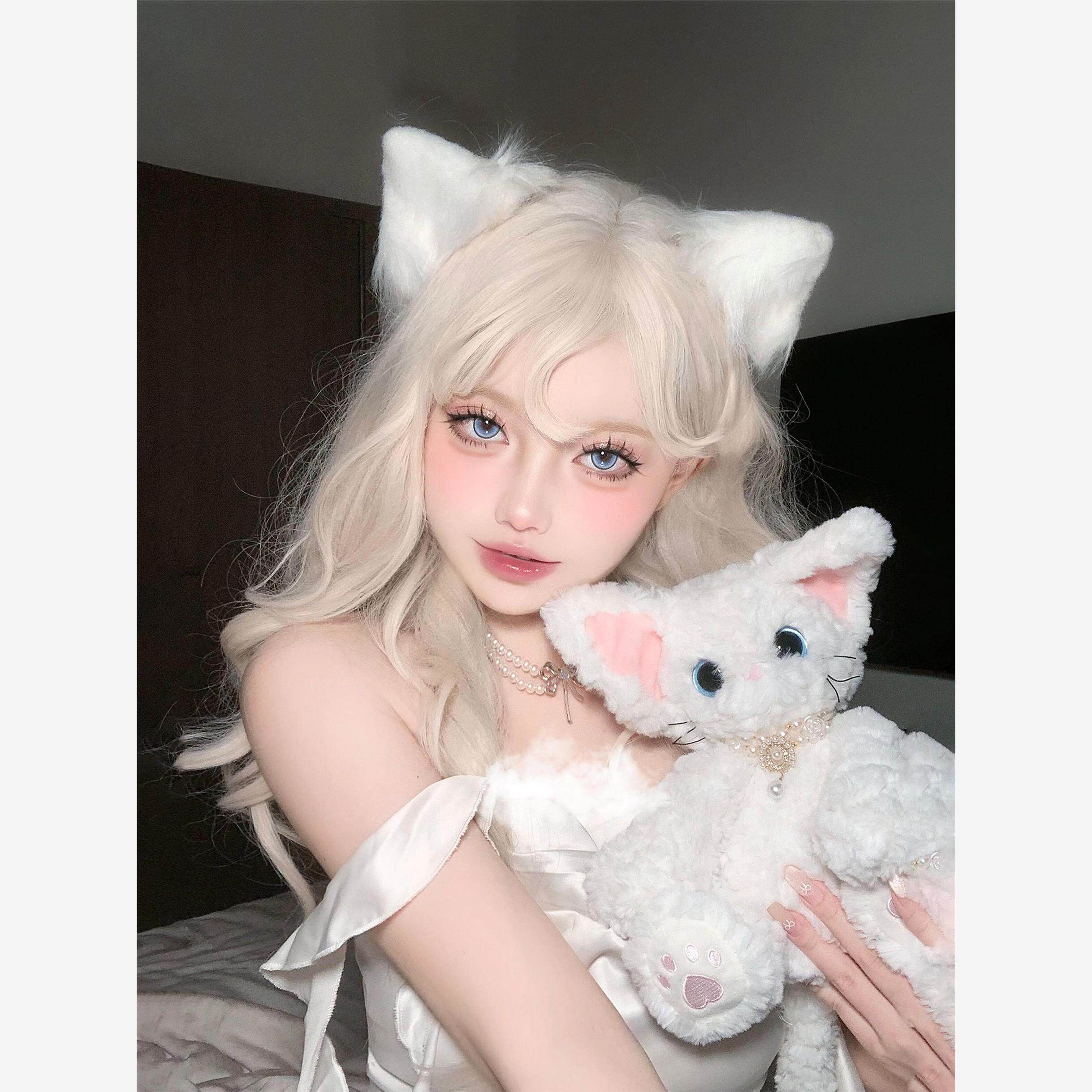 白色毛绒猫耳朵发夹！万圣节cos必备！可爱到爆！！_COSPLAY配件_淘宝游戏网