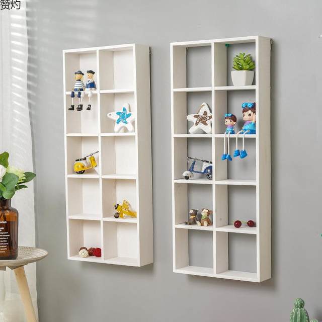 W7PMZ storage rack wall hanging decoration European retro American wooden shop storage grid wall hanging wall