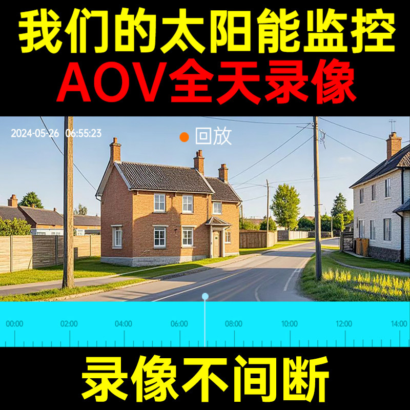 Outdoor High-Definition Full-Color Solar-Powered Monitor Aov All-Day Photography Camera, No Electricity, No Network, 360-Degree No Blind Spots