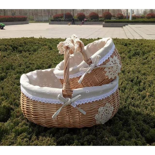 Picking storage baskets, willow woven rattan portable picnic baskets, fruit baskets, storage baskets, gift shopping baskets, bamboo baskets