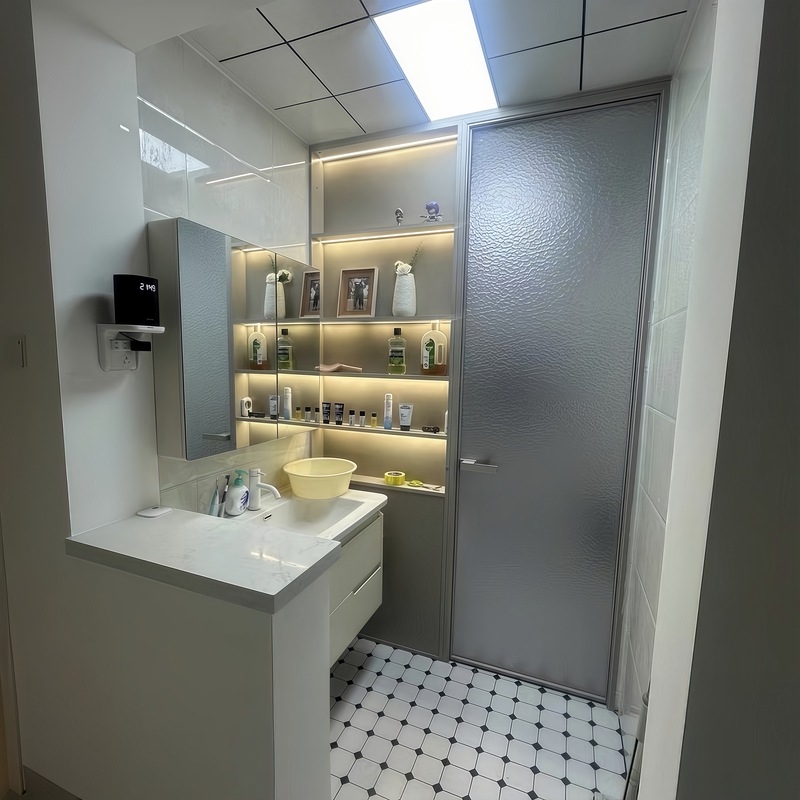 Heqimei All-Aluminum Bathroom Partition Cabinet Sliding Door Aluminum Alloy Bathroom Glass Door Toilet Sliding Door