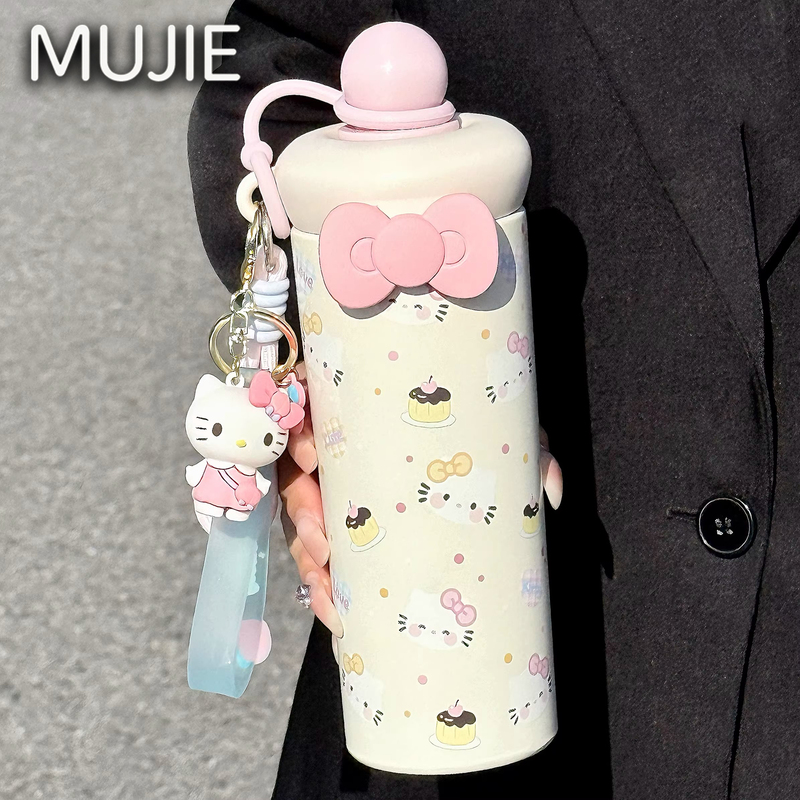 Japanese Hello Kitty Thermos Cup for Women, Cute, Large Capacity, Straw, Portable Water Bottle, High Aesthetic Value, Birthday Gift Japanese Hello Kitty Thermos Cup for Women, Cute, Large Capacity, Straw, Portable Water Bottle, High Aesthetic Value, Birthday Gift
