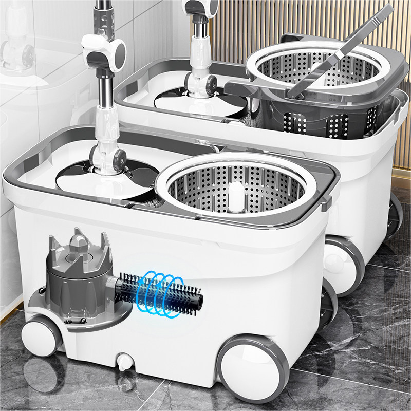 German Spin Mop for Home Use, Dual-Drive Wringing, Automatic Dehydration, Hands-Free Washing, Cloth Bucket, One-Step Mop