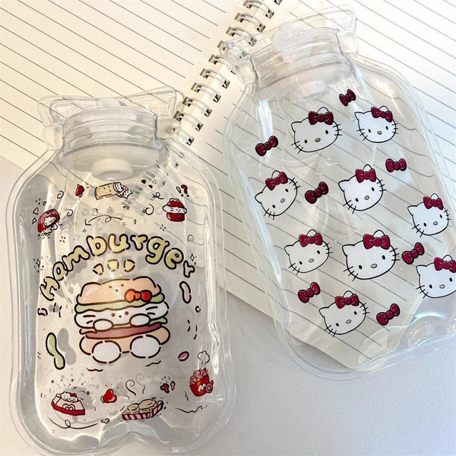 Cute Hellokitty Portable Hand Warmer for Students and Friends, Cartoon Water-Filled Hot Water Bottle, Portable Transparent Hot Water Bag