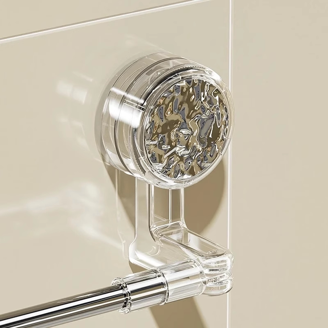 Bathroom No-Drill Towel Rack Stainless Steel Extendable Rotating Suction Cup Towel Bar Single Rod Storage Rack