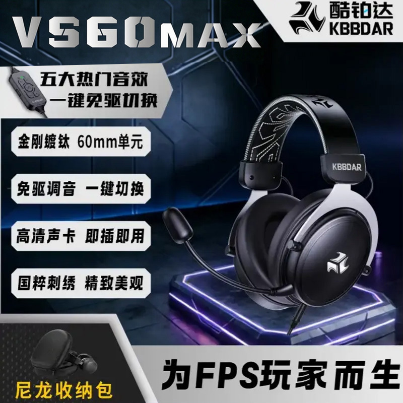 Vs60 Max Comes with a Storage Bag, Computer Gaming Headset for Mobile Games, E-Sports, Delta Cs, Valorant, Pubg, Overwatch Vs60 Max Comes with a Storage Bag, Computer Gaming Headset for Mobile Games, E-Sports, Delta Cs, Valorant, Pubg, Overwatch