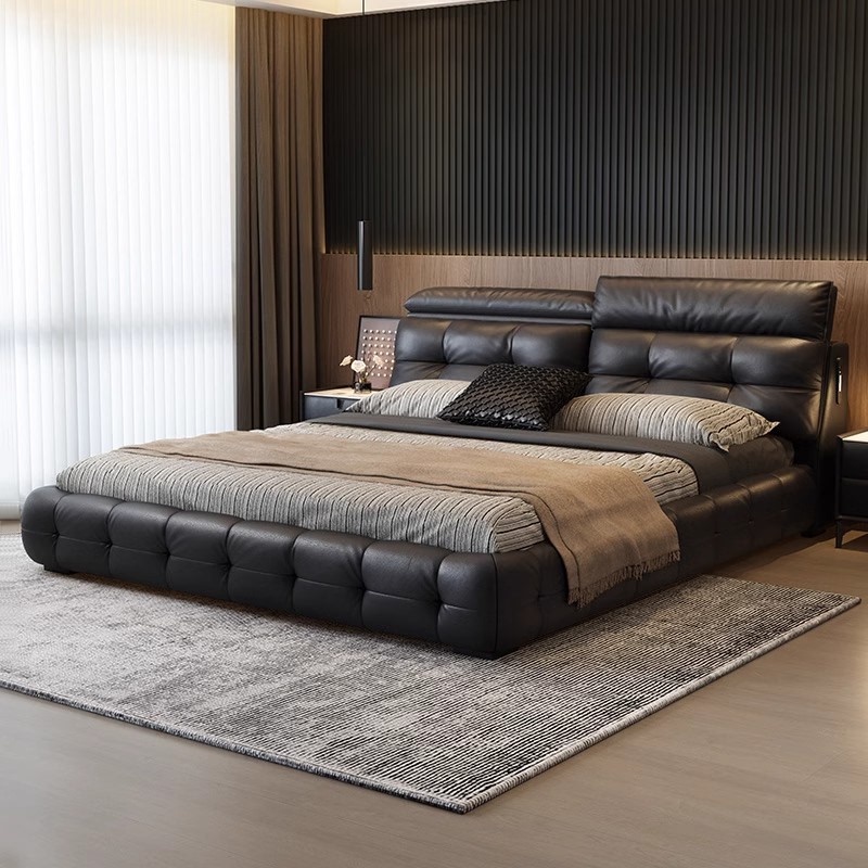 Lawrence Genuine Leather Bed Master Bedroom Large Bed 2025 New Model Soft-Packed Wedding Bed High-End and Elegant Double High-Box Storage Bed Lawrence Genuine Leather Bed Master Bedroom Large Bed 2025 New Model Soft-Packed Wedding Bed High-End and Elegant Double High-Box Storage Bed