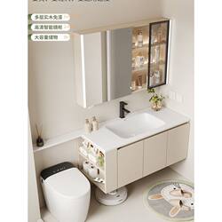 Cream-Style Integrated Basin Bathroom Cabinet Washstand Combination Bathroom Toilet Extension Countertop Washbasin Washbasin Cabinet
