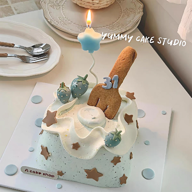 Trendy Korean-Style Instagram-Style Cake Decorations Cartoon Pearlescent Twist Sticks Heart Star Candle Inserts Knife and Fork Molds Trendy Korean-Style Instagram-Style Cake Decorations Cartoon Pearlescent Twist Sticks Heart Star Candle Inserts Knife and Fork Molds