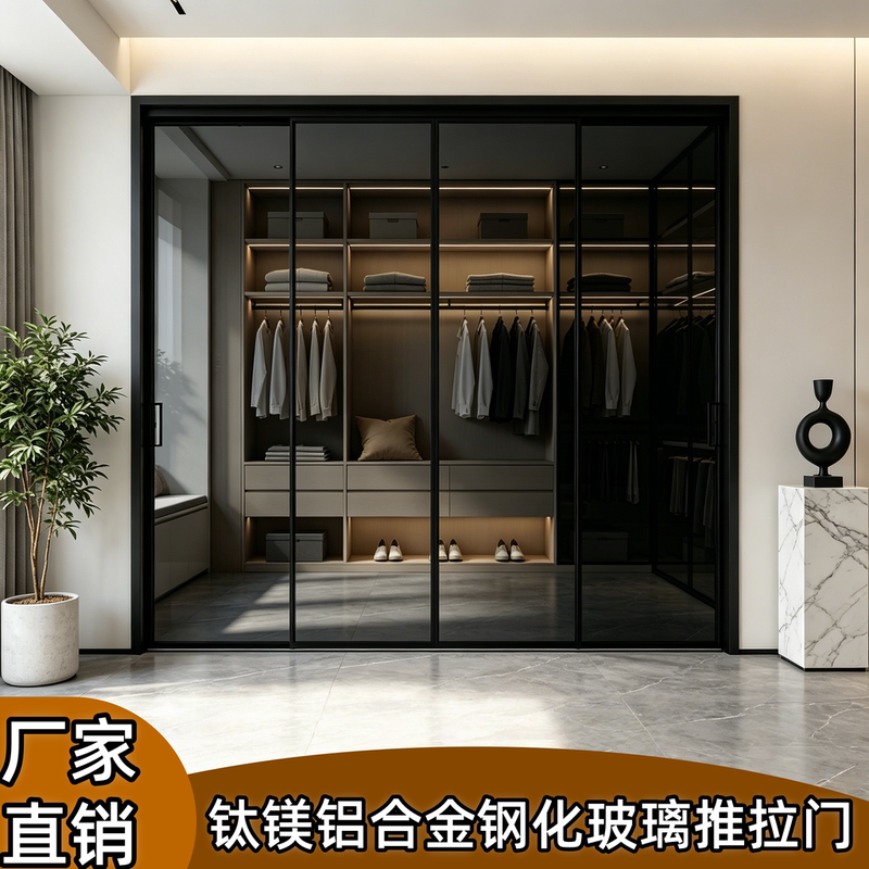 Minimalist Glass Sliding Door Perfect System with Three-Link Suspension Rail Sliding Door for Kitchen and Balcony Aluminum Alloy Partition Door