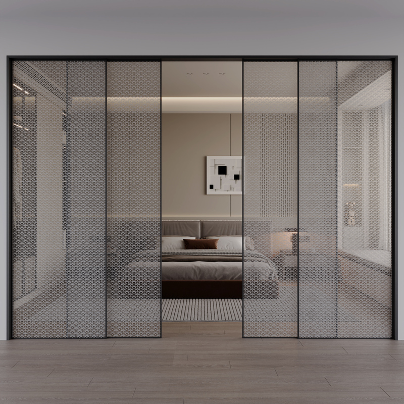 Ultra-Narrow Tempered Glass Sliding Door Perfect System with Three, Four, Five Linkage Hanging Rail Sliding Doors and Hidden Pocket Doors