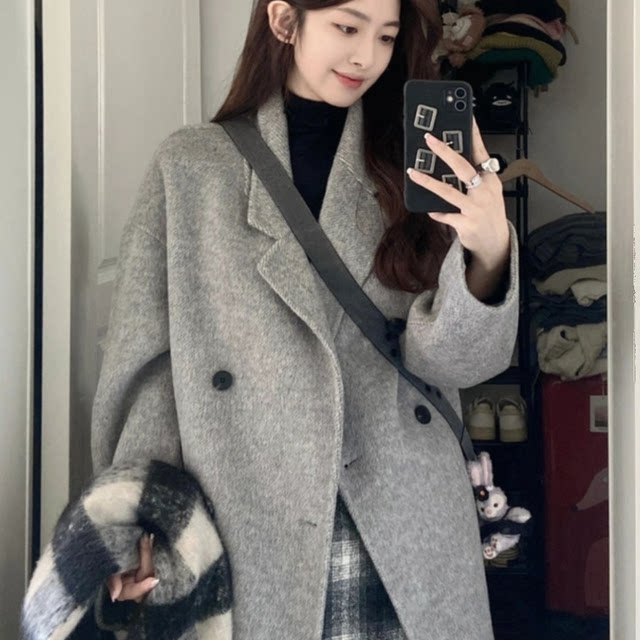 QY2025 autumn and winter Korean high-end mid-length temperament antelope thickened coat