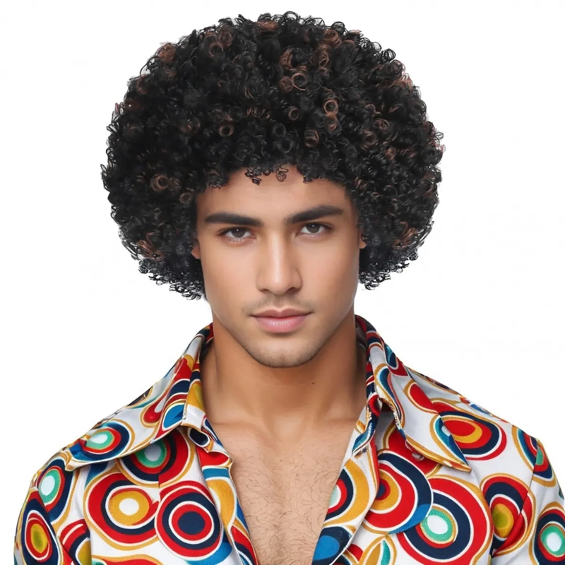Exported European and American Style Afro Wig 70S Retro Short Curly Wig