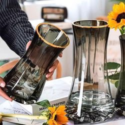 Glass vase Accessible Luxury Minimalist ins style Fancy water lily flowers Scandinavian living room flower arrangement creative ornaments