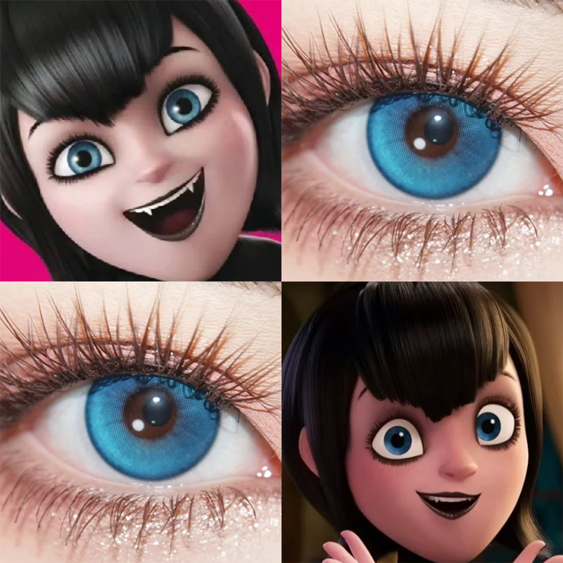 Mavis cosplays daily disposable colored contact lenses, Hotel Transylvania Tidal Symphony mixed-race colored contact lenses, Starry Tears Blue, Halloween anime convention F