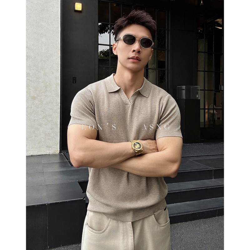 Eon's'Silkwool' Summer Refreshing and Breathable Old Money Style Seagull Collar Knit Polo Shirt Eon's'Silkwool' Summer Refreshing and Breathable Old Money Style Seagull Collar Knit Polo Shirt