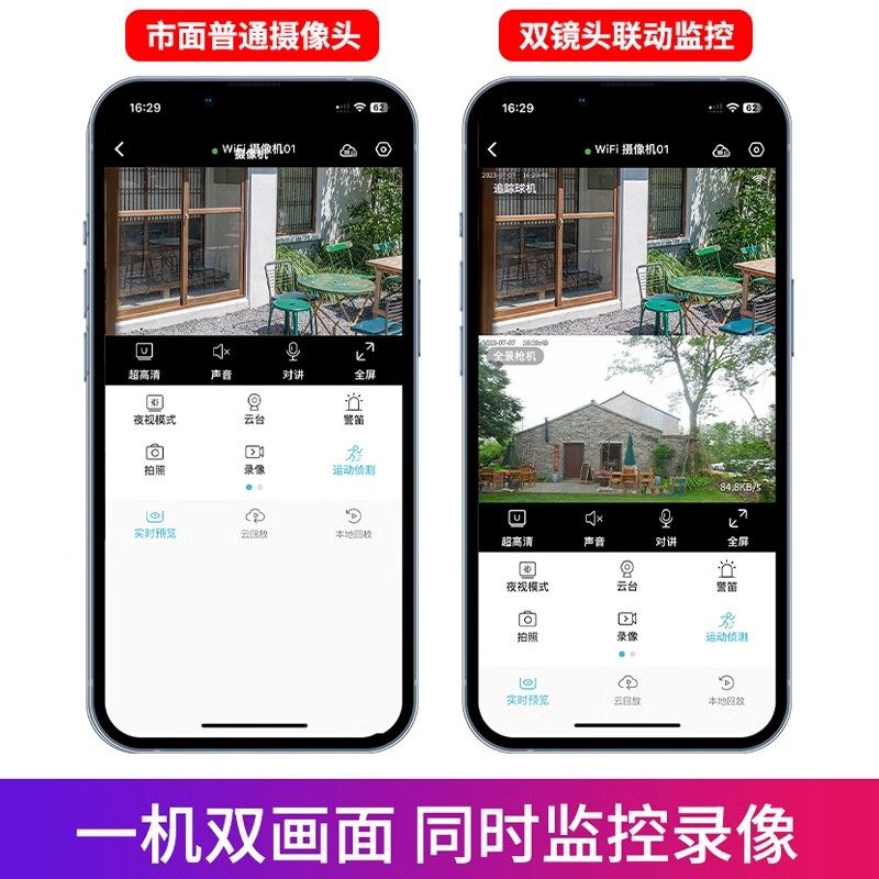 Dual-Camera Monitor 360-Degree No Blind Spots Home Mobile Phone Remote Outdoor High-Definition Night Vision 4g Wireless Camera