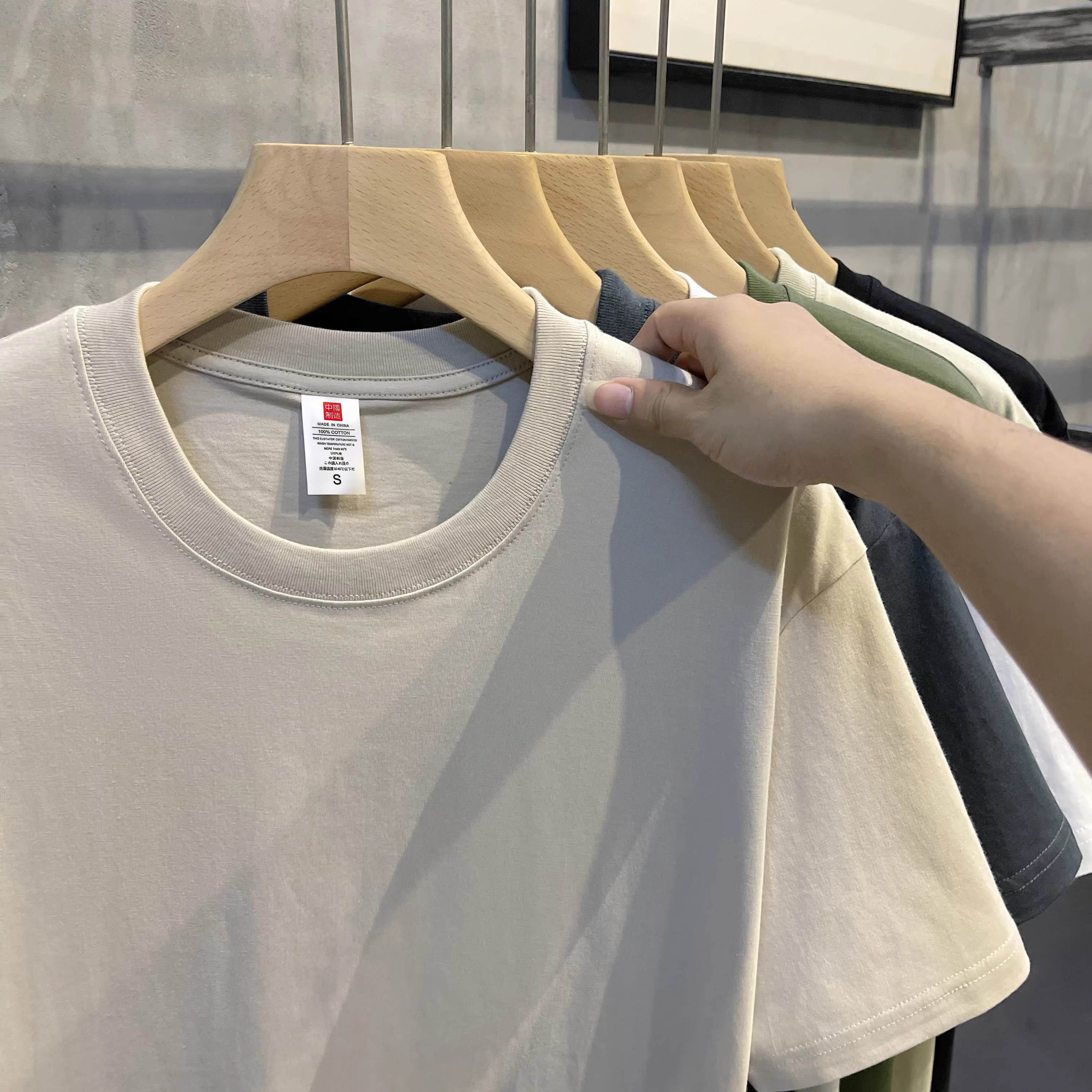 Мужская футболка с короткими рукавами из плотного хлопка Jianmuji Xinjiang, тренд ins, летняя свободная футболка с короткими рукавами для мужчин