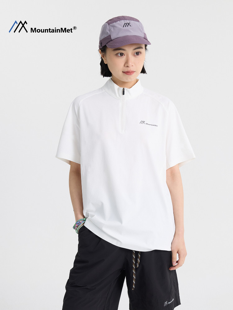 Mountainmet Outdoor Sports T-Shirt for Men and Women, Breathable, Quick-Drying, Cycling, Fitness, Hiking, Sun Protection, Short-Sleeved Stand-Up Collar