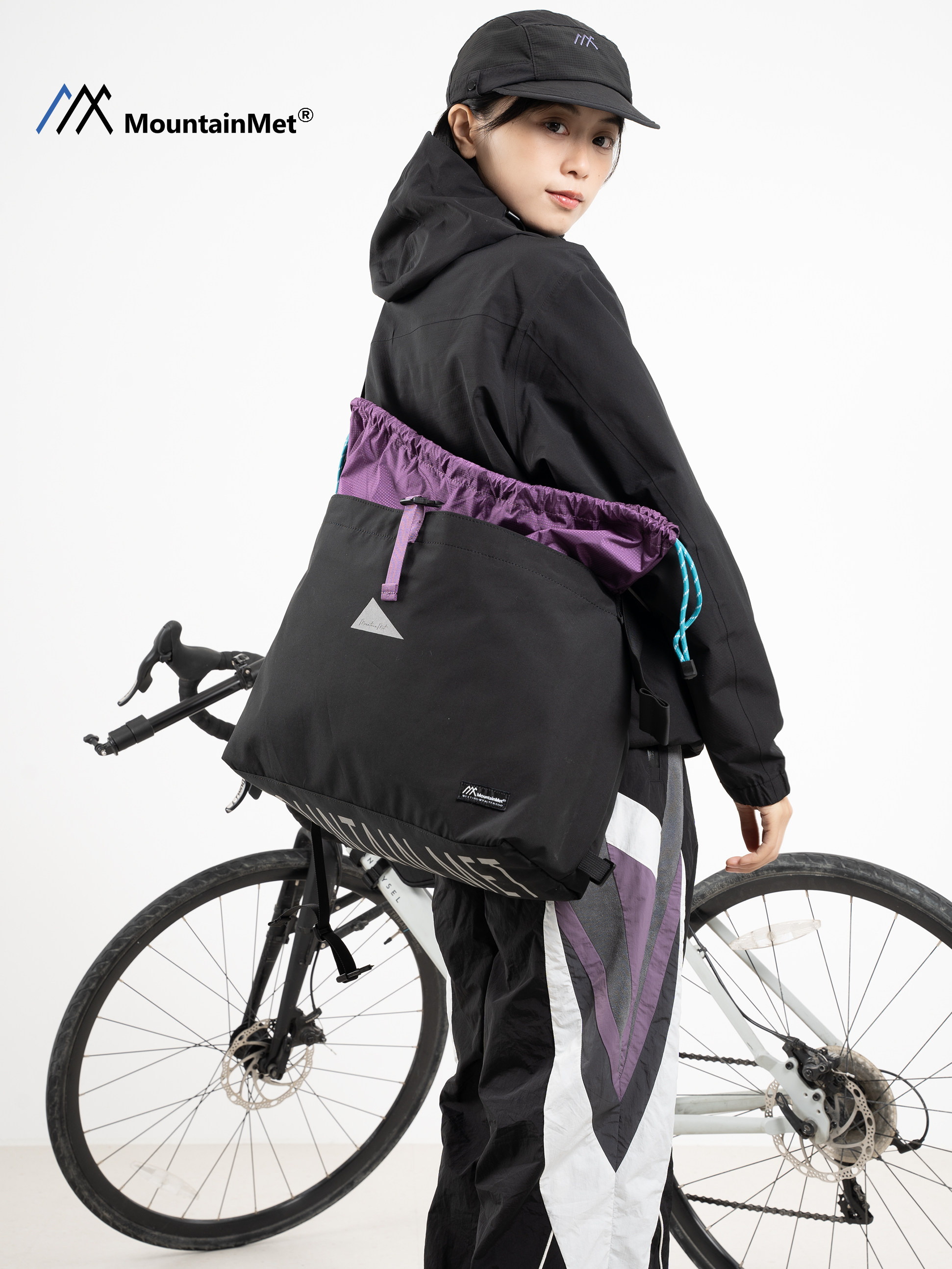 Mountainmet Outdoor Tote Bag Is Lightweight, Waterproof, Large-Capacity, Contrasting Color Drawstring, Men's and Women's Cycling Sports Bag