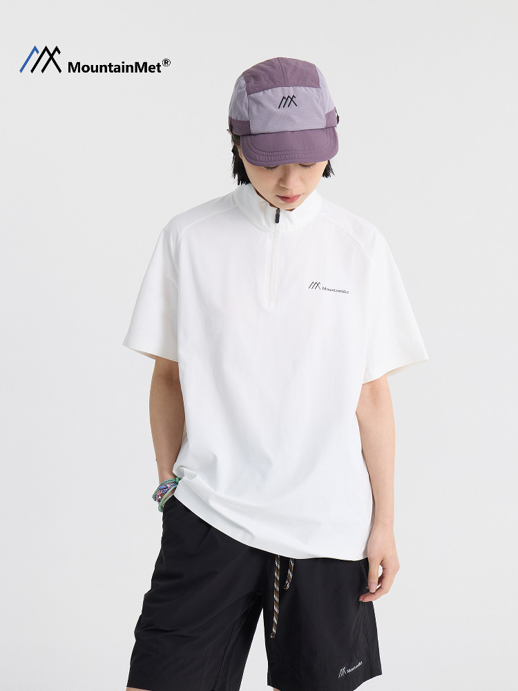 Mountainmet Outdoor Sports T-Shirt for Men and Women, Breathable, Quick-Drying, Cycling, Fitness, Hiking, Sun Protection, Short-Sleeved Stand-Up Collar