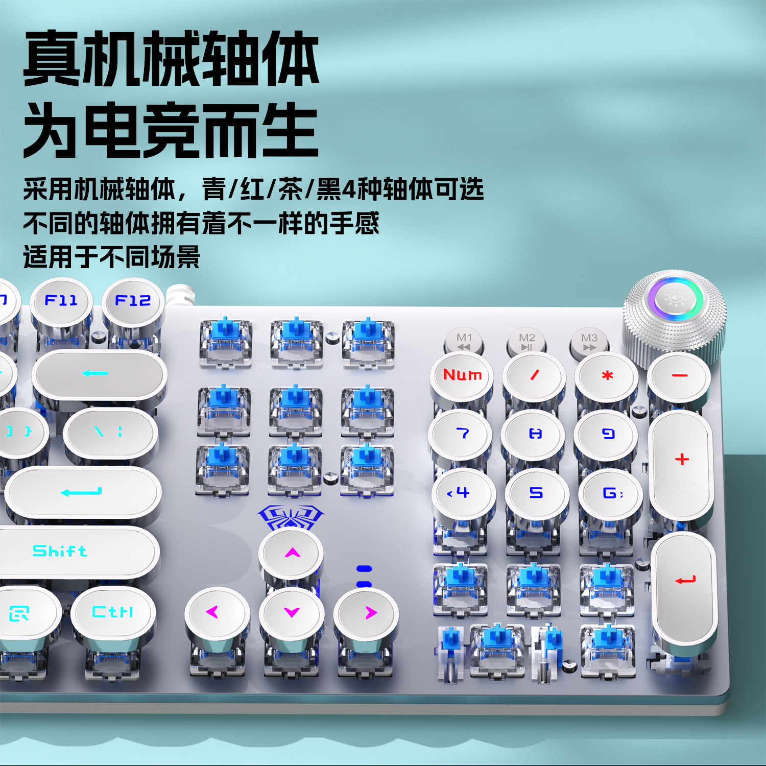 Wolf Spider 108-Key Mechanical Keyboard Punk F2088 E-Sports Game Dedicated Laptop Office Universal Electroplating