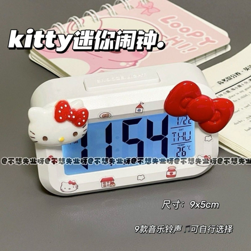 Новый будильник kitty cat, светящиеся прикроватные часы, милые многофункциональные настольные часы в студенческом общежитии