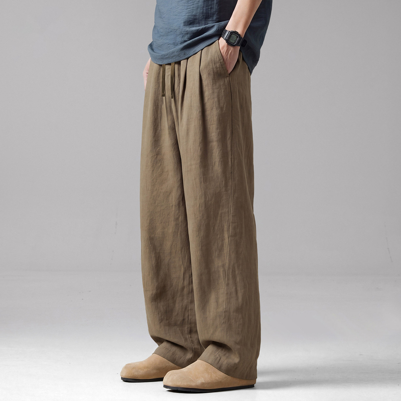 French High-End 100% Linen Casual Pants for Men, 2026 Summer Thin Loose Straight-Leg Drape Wide-Leg Dress Pants French High-End 100% Linen Casual Pants for Men, 2026 Summer Thin Loose Straight-Leg Drape Wide-Leg Dress Pants