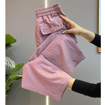 速干九分直筒裤女夏季新款高腰显瘦小脚哈伦裤宽松时尚休闲运动裤