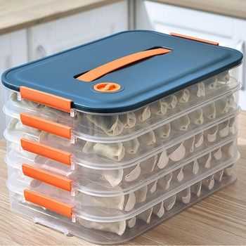 Dumpling box special multi-layer fresh-keeping box large capacity kitchen refrigerator frozen wonton dumpling tray bun storage box