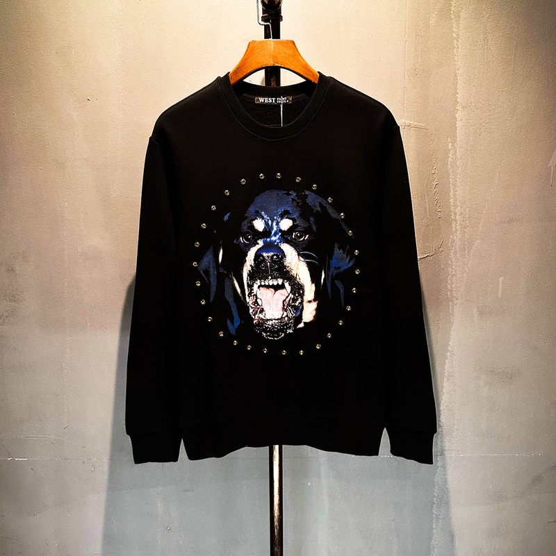 Furkifanxi Men's Clothing Collaboration Is Suitable for the New Autumn and Winter Rhinestone Dog Head Men's Long-Sleeve Sweatshirt and Couple's Tops Furkifanxi Men's Clothing Collaboration Is Suitable for the New Autumn and Winter Rhinestone Dog Head Men's Long-Sleeve Sweatshirt and Couple's Tops