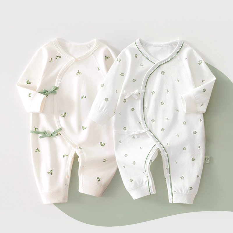 100% Cotton 2-Piece Set of Newborn Baby Clothes, Suitable for All Seasons, Monk-Style Romper, Long-Sleeved Pajamas, Baby Onesie — 4