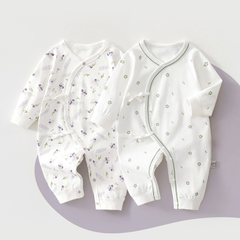 100% Cotton 2-Piece Set of Newborn Baby Clothes, Suitable for All Seasons, Monk-Style Romper, Long-Sleeved Pajamas, Baby Onesie — 1