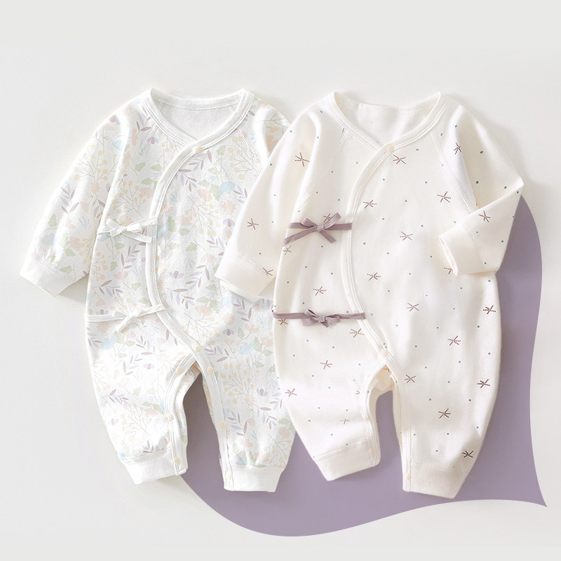 100% Cotton 2-Piece Set of Newborn Baby Clothes, Suitable for All Seasons, Monk-Style Romper, Long-Sleeved Pajamas, Baby Onesie — 2
