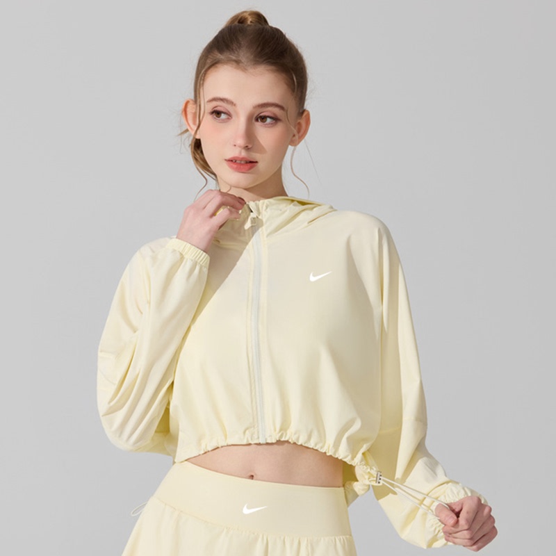 Nike Lightweight Sun Protection Clothing Women's Short Hooded Anti-Uv Skin Clothing Outdoor Running Sports Top