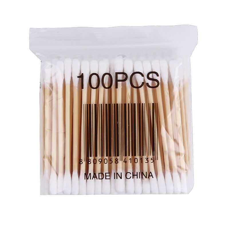 Disposable Bamboo Cotton Swabs, 100 Pieces, Makeup Remover, Ear Cleaning Sticks, Cotton Swabs