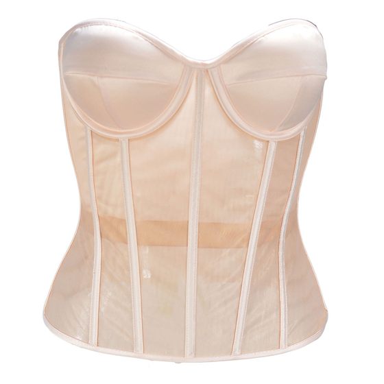 
Double-layer breathable mesh transparent tight fish bone bra and chest cup wedding dress base